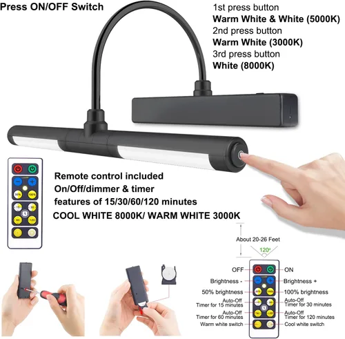 Vista 32 de LUXSWAY - Iluminación LED inalámbrica para marcos de fotos, iluminación recargable para exhibición de arte, clip para cuadros, luces para sobre