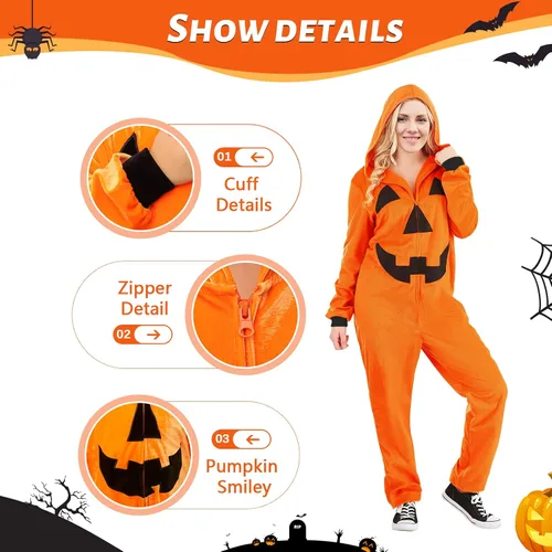 Vista 2 de Jobakids Disfraces familiares de Halloween que brillan en la oscuridad, overol con capucha y diseño de esqueleto, trajes navideños