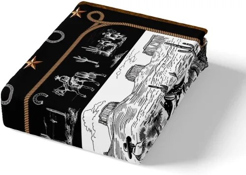 Vista 5 de Manfei Juego de funda de edredón occidental, tamaño individual, juego de ropa de cama de caballo de vaquero de 2 piezas, funda de edredón de cactus