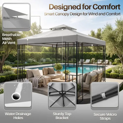 Vista 7 de Flexzion Cubierta de repuesto para toldo de 8 x 8 pies (7.9 ft x 7.9 ft), cubierta superior de doble nivel con protección UV30+, resistente a