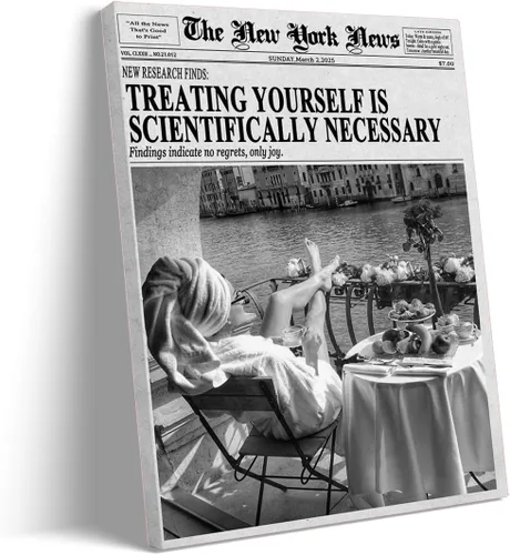 Vista 9 de Arte de revista de periódicos feministas: impresión en lienzo en blanco y negro para decoración de dormitorio Y2K, pared de carrito de bar