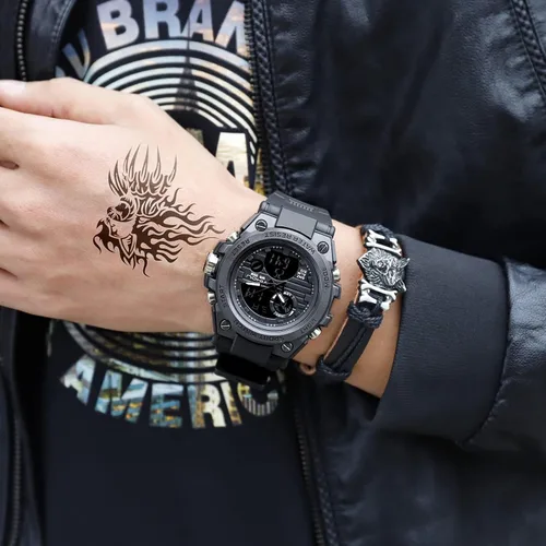 Vista 5 de Reloj militar para hombre, reloj electrónico para deportes al aire libre, reloj táctico del ejército, cronómetro LED, impermeable, relojes