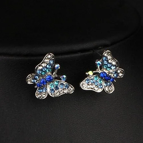 Vista 6 de Enuno - Gargantilla de cristal con diseño de mariposa, collar y pendientes para novias