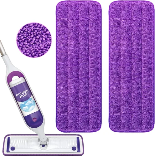 Vista 7 de Reusable Power Mop Refills Pads Compatible with Swiffer PowerMop Paquete de 4 (morado)