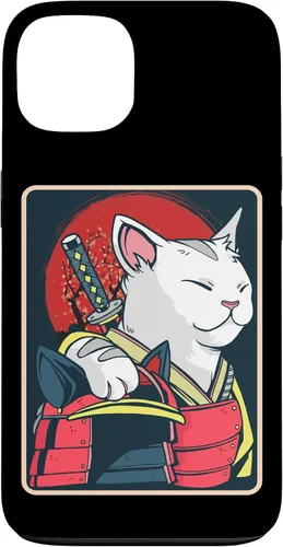 Vista 7 de Arte de gato japonés para iPhone 16 - Espada Katana - Anime Ninja Cat - Funda Catzilla