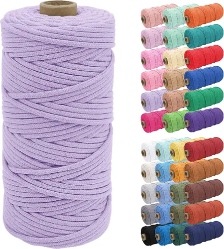 Vista 46 de JeogYong Cuerda de macramé de 0.157 in x 109 yardas, cuerda trenzada de algodón natural, cuerda de macramé para bolsas de ganchillo, colgar