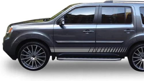 Vista 4 de Bubbles Designs Adhesivo adhesivo de vinilo inferior Racing Stripe Kit compatible con Honda Pilot 2008-2015 (negro)