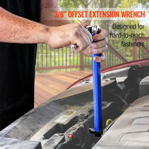 Vista 9 de Llave de extensión compensada de impacto lista de Bqweun, juego de llave de extensión de alcance estrecho, con adaptadores de accionamiento cuadrado