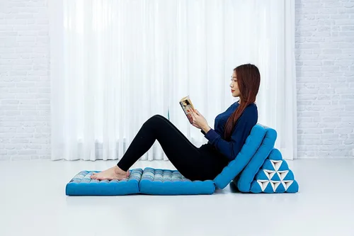 Vista 3 de Leewadee Cómodo colchón japonés de suelo, cama tailandesa con cojín triangular, colchón futón, tapete de masaje tailandés extra largo, 89 x 20 Sf22