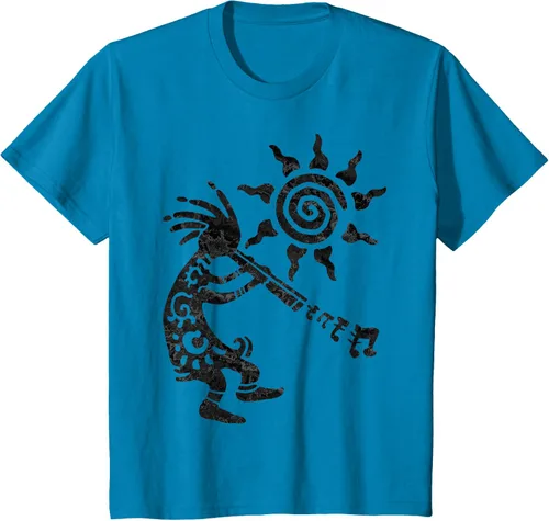 Vista 43 de Native American Kokopelli Musican With Flute 2 - Camiseta divertida para fanáticos, Blanco, S