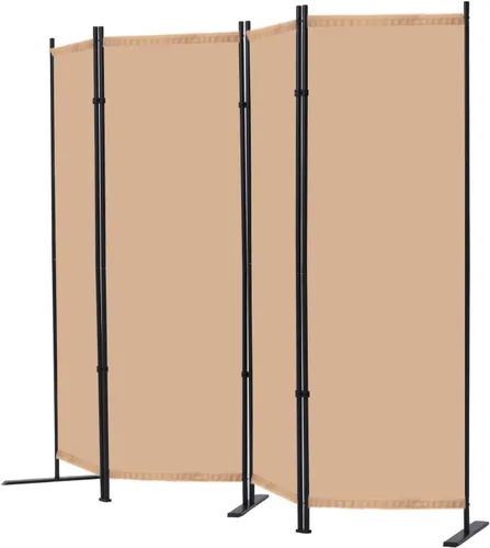 Vista 2 de RANTILA Divisor de habitación de 4 paneles, pantalla de privacidad plegable de 6 pies con pies anchos, partición independiente para separación