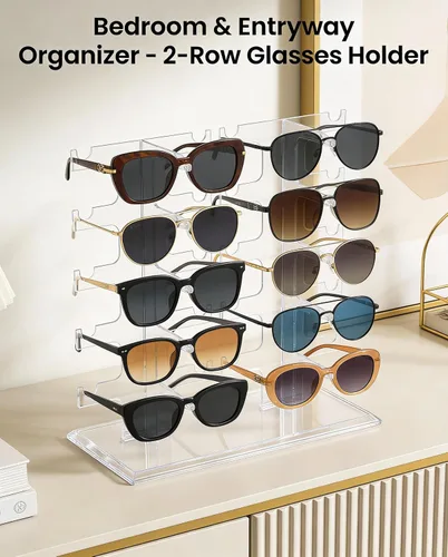 Vista 3 de MAGIKON Soporte de 5 capas para gafas, gafas, gafas de sol, soporte de exhibición de marco de moda (dos filas, transparente)