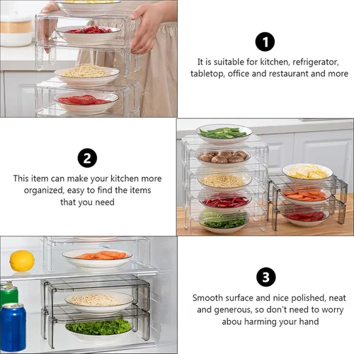 Vista 3 de Organizador de 2 piezas para nevera Lazy Susan, mini soporte para nevera, lado de almacenamiento del refrigerador
