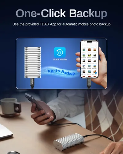 Vista 6 de TERRAMASTER Carcasa SSD D1 Plus 40Gbps M.2 NVMe SSD - Carcasa de aluminio M.2 USB tipo C, compatible con USB 4/3.2/3.1/3.0/2.0, Thunderbolt 5/4/3