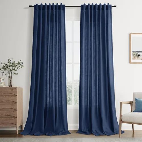 Vista 30 de Joywell - Cortinas de lino de 96 pulgadas de largo para sala de estar Natural