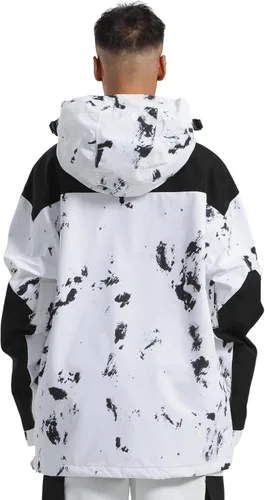 Vista 2 de GSOU SNOW Chaqueta de esquí para hombre, abrigo de nieve para snowboard, cálido, invierno, impermeable, con capucha