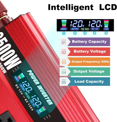 Vista 3 de Cantonape 2500W Power Inverter 12V to 110V/120V DC to AC with LCD Display