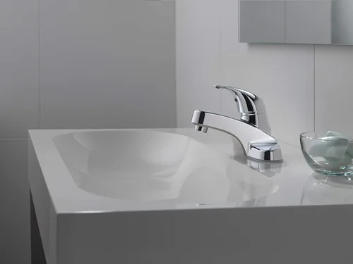 Vista 4 de Grifo de baño Peerless Centerset cromado, grifo para lavabo de baño, mango único, cromado P131LF