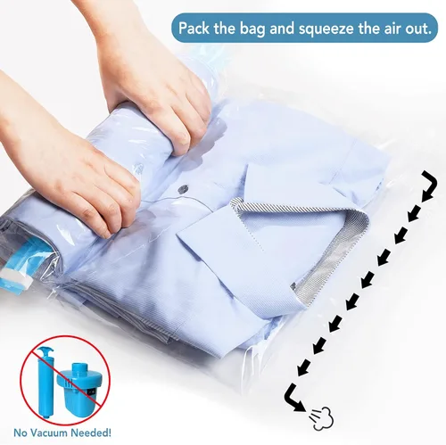 Vista 4 de Bolsas de compresión para viajes, bolsas ahorradoras de espacio para embalaje de viaje, accesorios de viaje (2L+6M+6S)