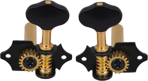 Vista 2 de Yibuy Aleación de zinc negro dorado estilo abierto máquina de guitarra cabeza afinación clavijas de bloqueo sintonizadores 3L 3R 18:1 para guitarra