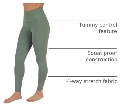 Vista 4 de 90 Degree By Reflex - Leggings de cintura alta a prueba de sentadillas Interlink para mujer Bay Leaf