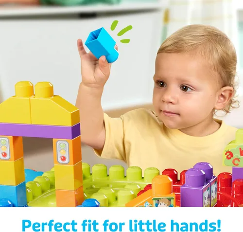 Vista 3 de MEGA BLOKS First Builders Build 'n Learn Table - Juego de bloques para niños, color azul