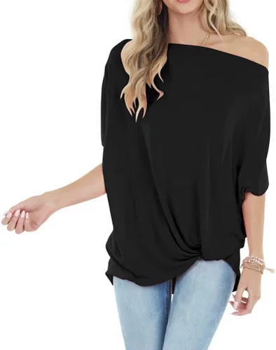 Vista 3 de Lacozy Women Summer Off the Shoulder Tops Twist Knot Batwing Tunic Shirt Blouse