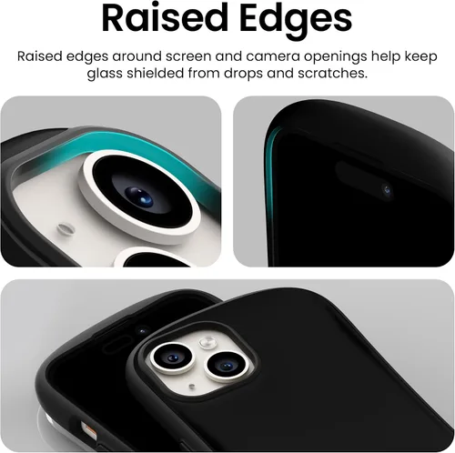 Vista 4 de iFace Compatible con iPhone 15 - [Primera clase] Lindas fundas a prueba de caídas para teléfonos celulares - Negro