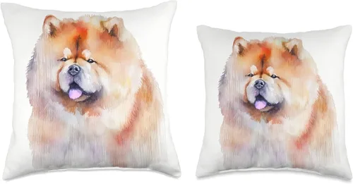Vista 3 de Charming Watercolor Dog Art Chow Chow Chow - Almohada colorida de acuarela para perro, 16 x 16 pulgadas, multicolor