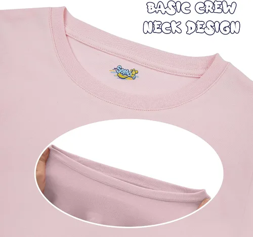 Vista 4 de Semois Paquete de 5 camisetas de manga larga para niñas, algodón suave, cuello redondo, camisetas básicas de manga larga para niñas pequeñas