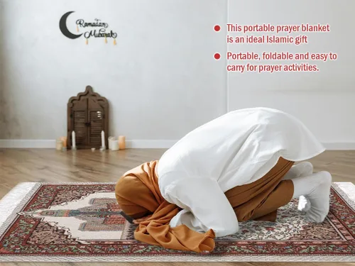 Vista 7 de Anlising Alfombra de oración, alfombra de oración musulmana islámica con bolsa de diseño elegante, gran regalo para familiares, amantes y amigos
