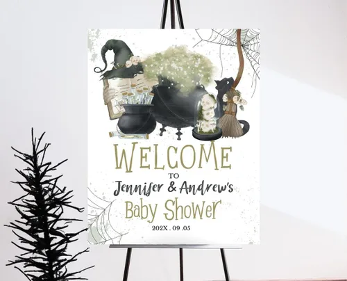 Vista 6 de Personalized Halloween Baby Shower Welcome Sign, A Little Boo Baby Shower Welcome Sign, Pumpkin Decorations,girl, Halloween Decor 12" X 18" (Small)