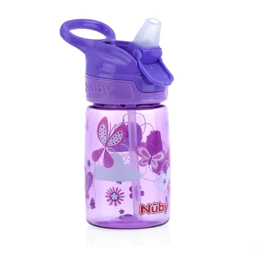 Vista 5 de Nuby Botella de agua impresa Flip-it Reflex con botón para llevar con boquilla suave, 12 onzas, más de 18 meses, 1 paquete, recibirás uno