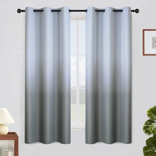 Vista 106 de SimpleHome Cortinas degradadas degradadas para oscurecer la habitación de 36 pulgadas de largo para dormitorio, con ojales y bloqueo de luz Negro