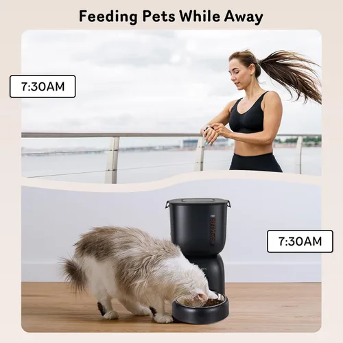 Vista 7 de Alimentador automático para gatos y dispensador de agua FW1, dispensador de comida para gatos con cable o batería, temporizador, alimentador