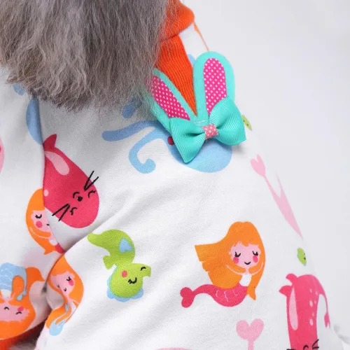 Vista 3 de s-lifeeling Disfraces de perro para chamarra para interiores y exteriores Mermaid Patrón cómodo cachorro pijamas suave perro Jumpsuit Camisa mejor