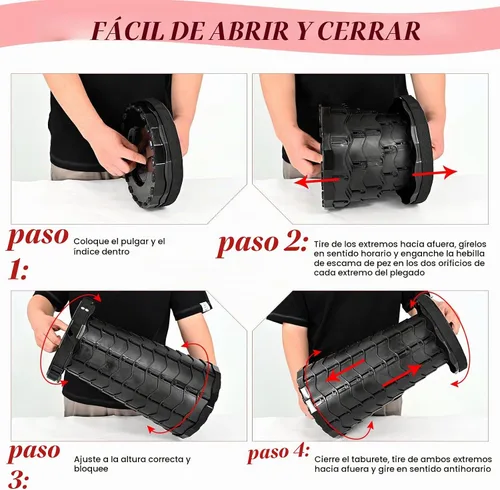 Vista 4 de Taburete plegable portátil, paquete de 2 con cojín, 400 libras