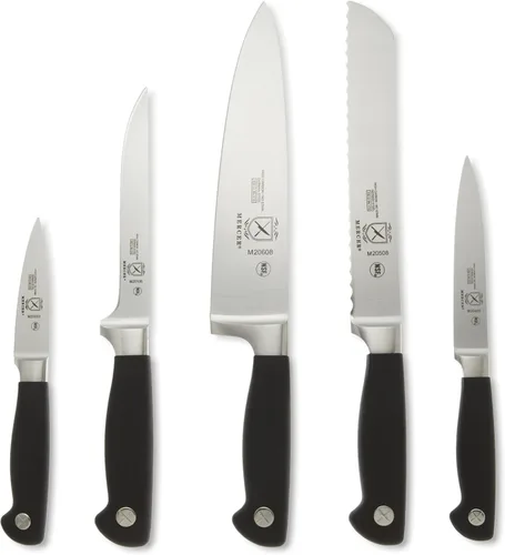 Vista 3 de Mercer Culinary M20000 Genesis - Juego de bloques de cuchillos forjados de 6 piezas, bloque de vidrio templado, color negro