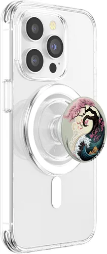 Vista 4 de Yin Yang - Bonsái de flor de cerezo y PopSockets Great Wave PopGrip para MagSafe