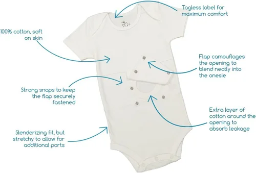 Vista 9 de Camiseta interior de tubo de alimentación para bebés, niños pequeños y niños