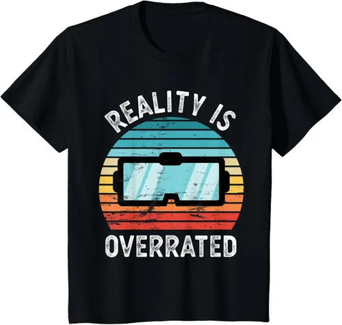 Vista 32 de Reality is Overrated VR - Camiseta divertida de regalo de realidad virtual, Negro, S