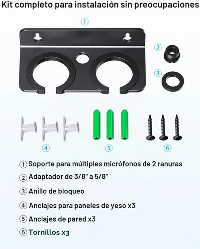 Vista 8 de [Actualización 2026] Soporte de micrófono múltiple para soporte de micrófono, organizador de almacenamiento para micrófonos dinámicos e inalámbricos