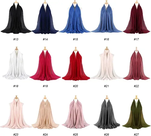 Vista 4 de Hijab - Bufanda de cabeza musulmana de color sólido para mujer, bufanda larga de algodón, bufanda ligera de gasa