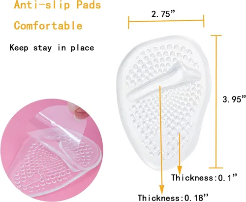 Vista 3 de Almohadillas metatarsianas de bola de pie, paquete de 4 pares/8 almohadillas de gel para pies Mortons Neuroma Callus, alivio del dolor de pies