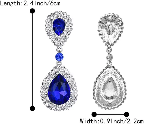 Vista 5 de BriLove Aretes colgantes de cristal para novia de moda para mujer, Cristal