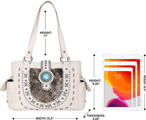 Vista 5 de Trinity Ranch Western - Bolsa de mano para mujer, colección de piel de vacuno, bolso de mano oculto