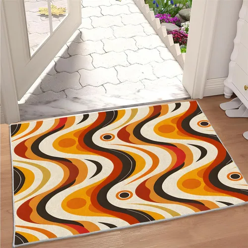 Vista 31 de Alfombra retro con flores, alfombra vintage de 2 x 3 pies, lavable antideslizante, para interiores, para entrada, entrada, cocina, mesita de noche