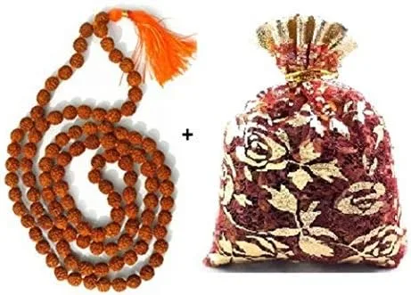 Vista 2 de Buycrafty Rudraksha Japa Mala 0.276 in Auténtico indio 108 cuentas rosario escogido a mano para cantar oración meditación mala