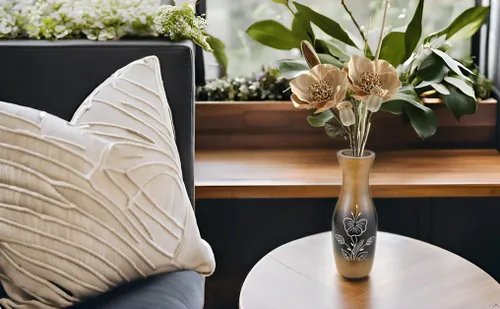 Vista 4 de AeraVida Jarrón de madera tallada a mano de hibisco y mango de 8 pulgadas Florero decorativo de madera en forma de botella marrón para sala
