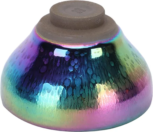 Vista 3 de Alvinlite Taza de cerámica, juego de té Jianzhan chino Tenmokus, taza de té de porcelana, cuenco de té hecho a mano con esmalte elegante, taza de té